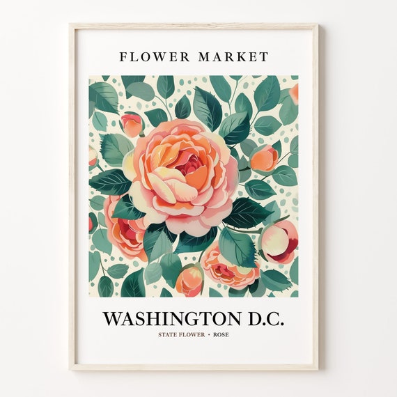 Washington DC State Flower Art Print, Neutral Botanical