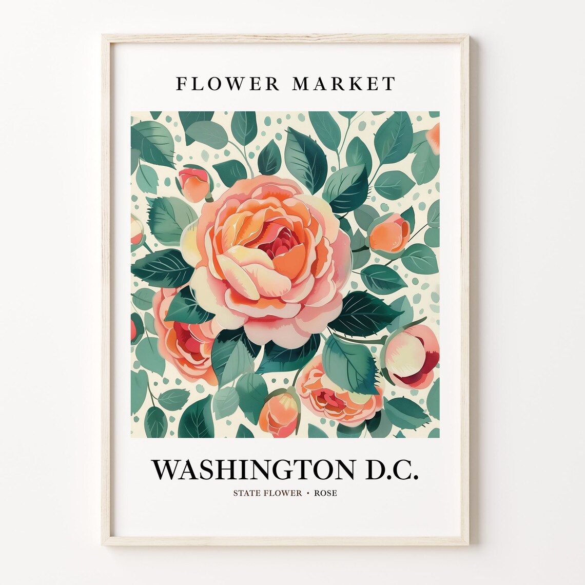 Washington DC State Flower Art Print, Neutral Botanical