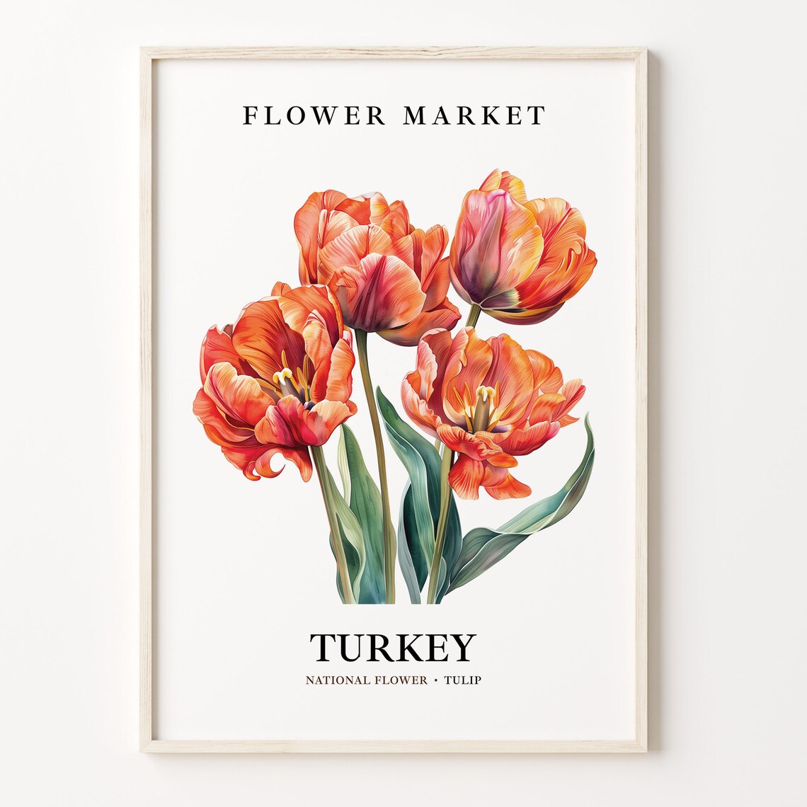 Turkey Tulip Flower Market National Flower Orange Bloom Poster