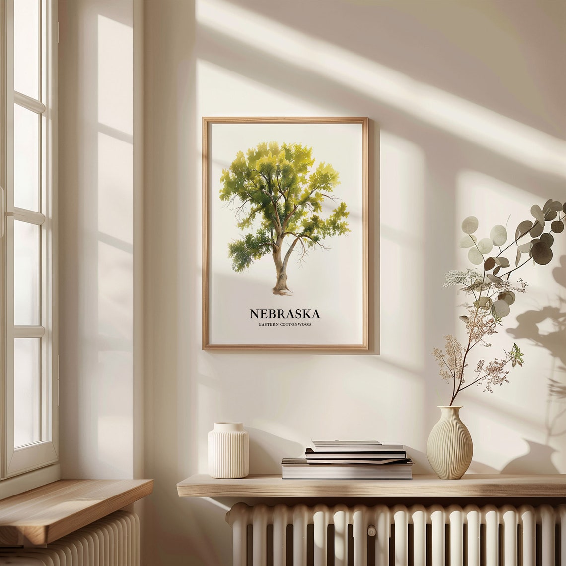 Nebraska Eastern Cottonwood State Tree Heartland Botanical Art Poster - Image 3