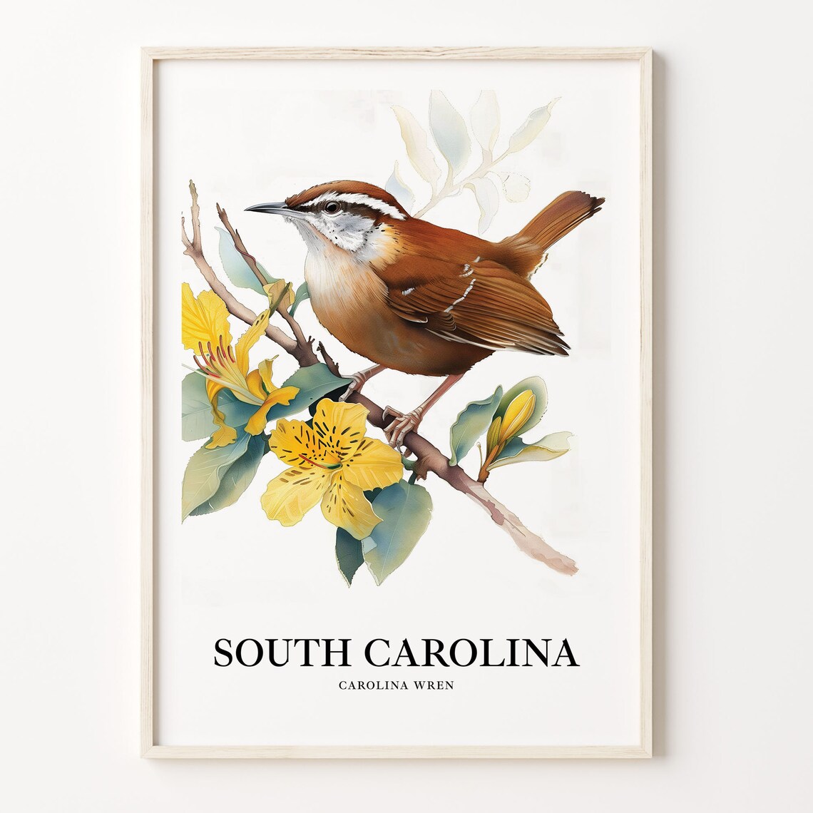 South Carolina State Bird Flower Art Print