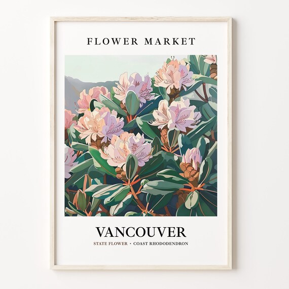Vancouver Washington Coast Rhododendron Botanical Beautiful Floral Poster