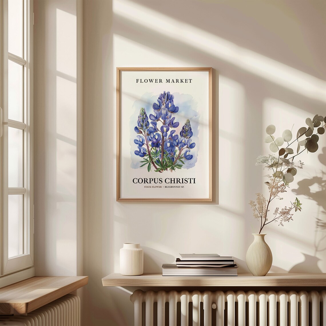 Corpus Christi Texas Bluebonnet Botanical Market Lovely Antique Poster - Image 3