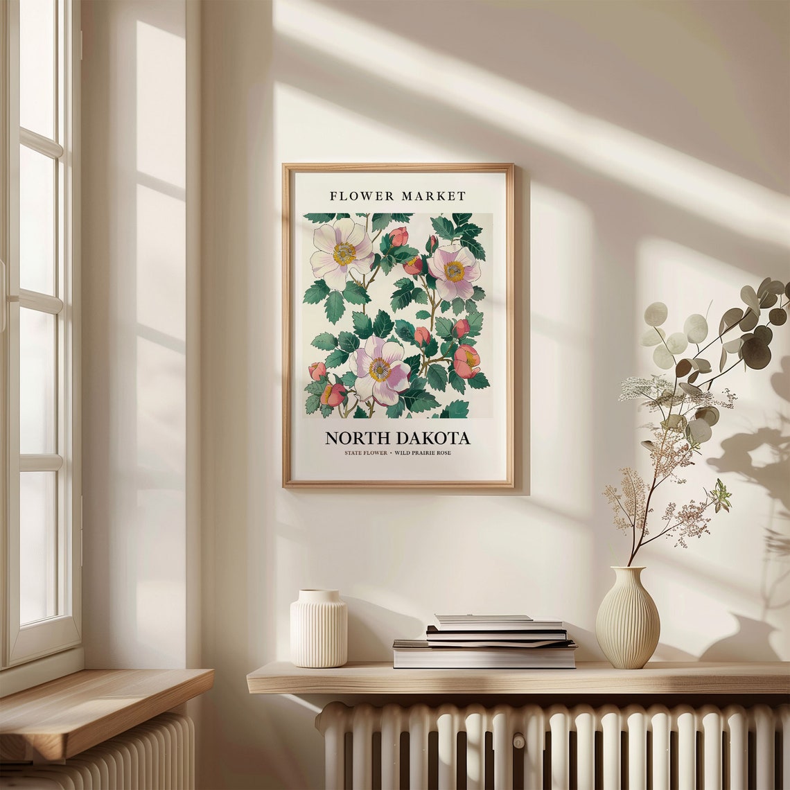 Flower Market North Dakota Wild Prairie Rose Botanical Poster - Image 3