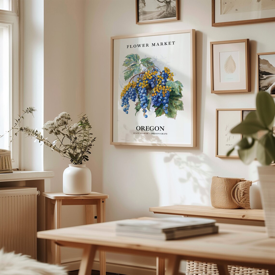Oregon Grape Art Print, 1960s Botanical Decor - Image 2