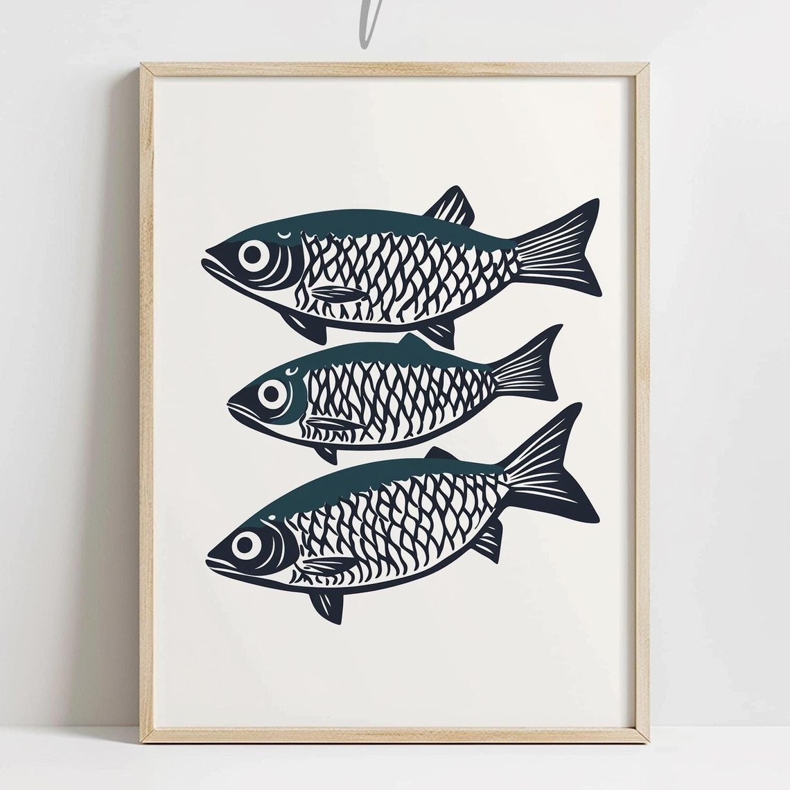 Sardines Print Kitchen Fish Home Decor Modern Minimalist Beach Wall Art Japanese Inspired Sushi Bar Kitchen Shelf Art Prints