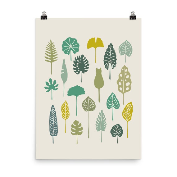 Cat and Plant Leaf Art Print