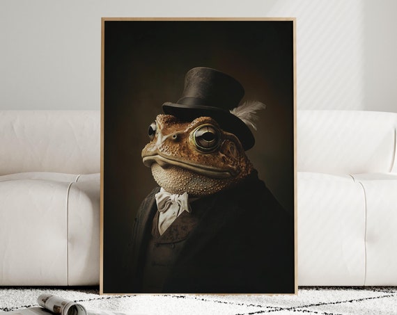Victorian Mr Toad Portrait Dark Academia Animal Wall Art