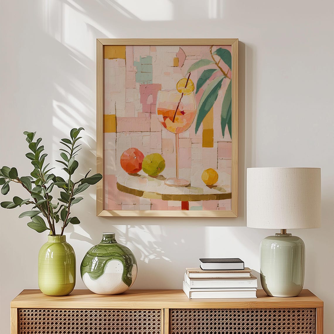 Aperol Spritz Cocktail Retro Bar Art Citrus Still Life Painting Poster