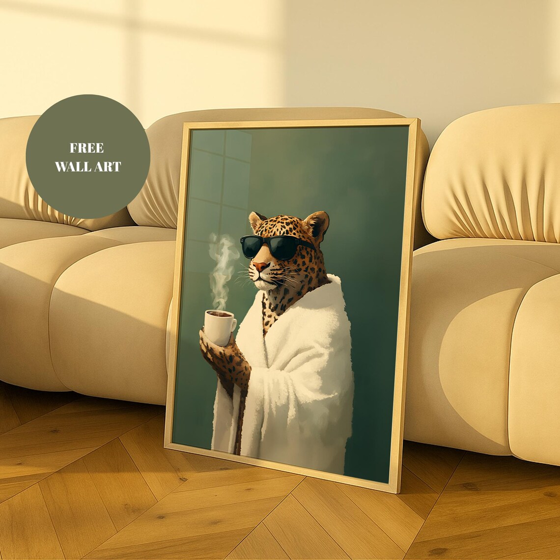 Sage Green Wall Art Leopard Print Prints Funny Bathroom Trendy Apartment Decor