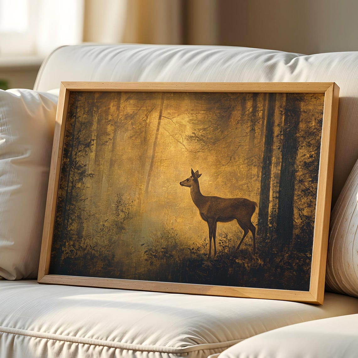 Vintage Animal Print Serene Deer Wall Art For Home Decor Rustic Prints And Paints