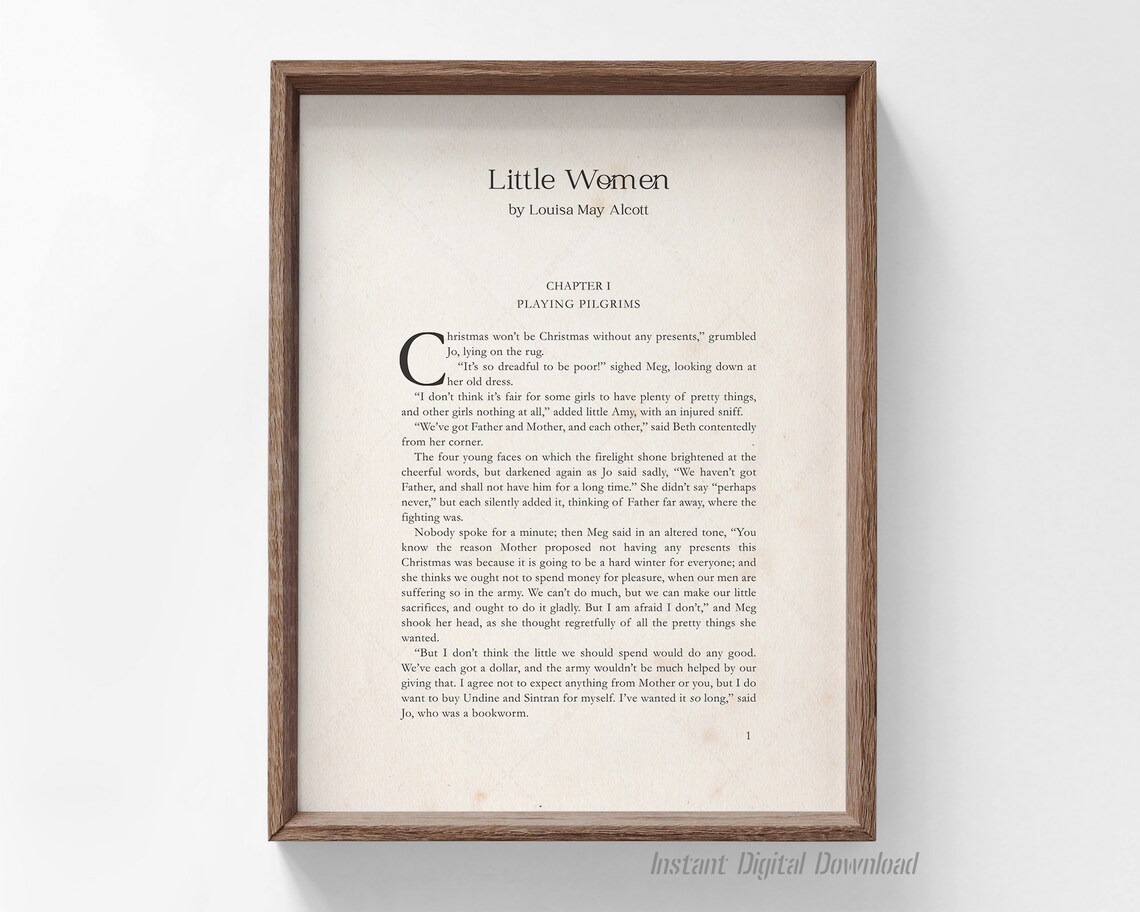 Little Women Chapter 1, Louisa May Alcott Art Print