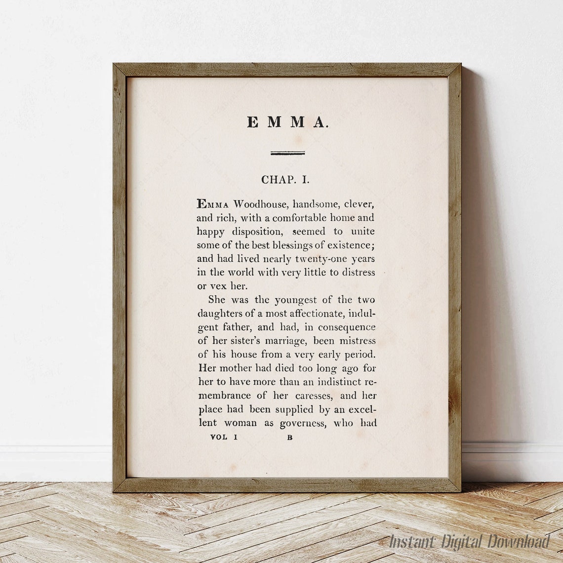 Emma by Jane Austen Chapter 1 First Page Classic Book Art Print Poster