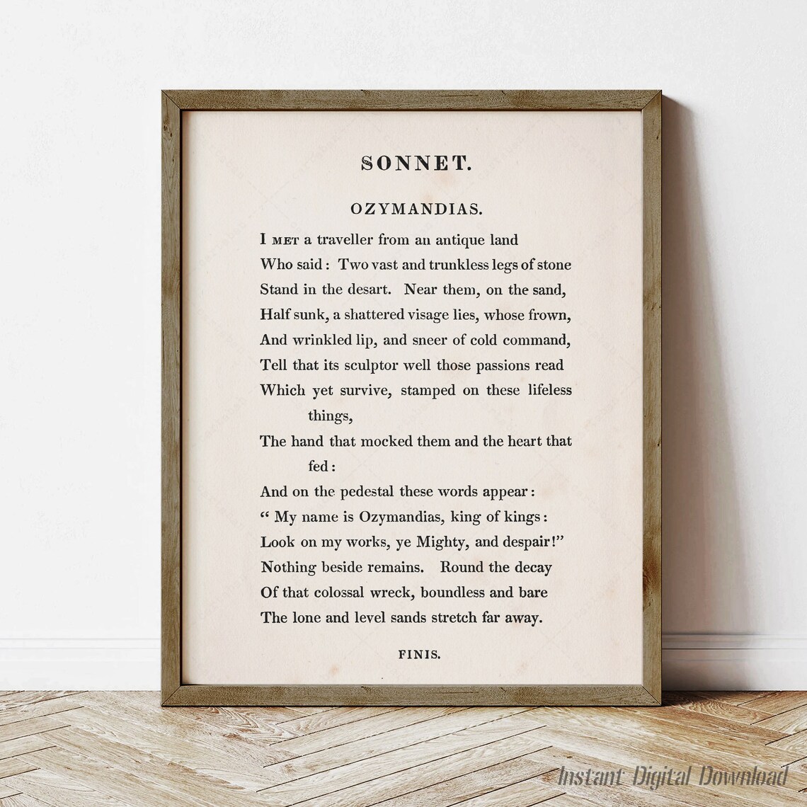 Ozymandias by Percy B. Shelley Literary Art Print