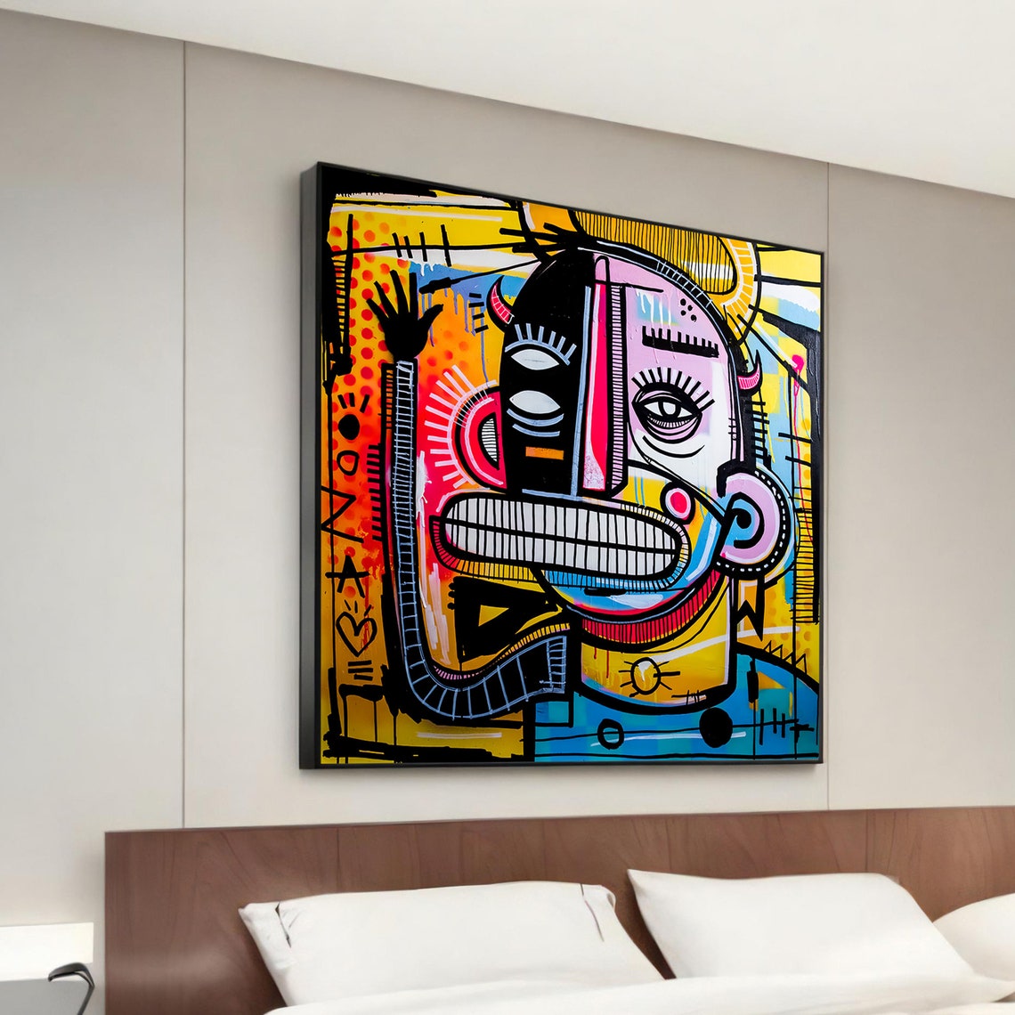 Abstract Graffiti Face Bold Neon Street Pop Art Modern Wall Art