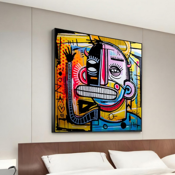 Abstract Graffiti Face Bold Neon Street Pop Art Modern Wall Art