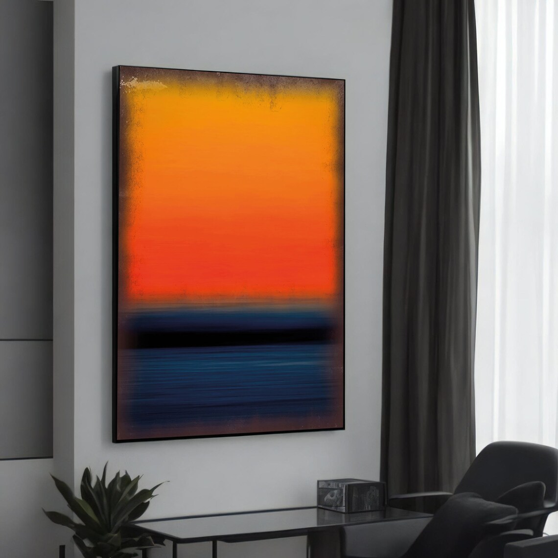 Mark Rothko Sunset Orange and Deep Blue Abstract Art Print
