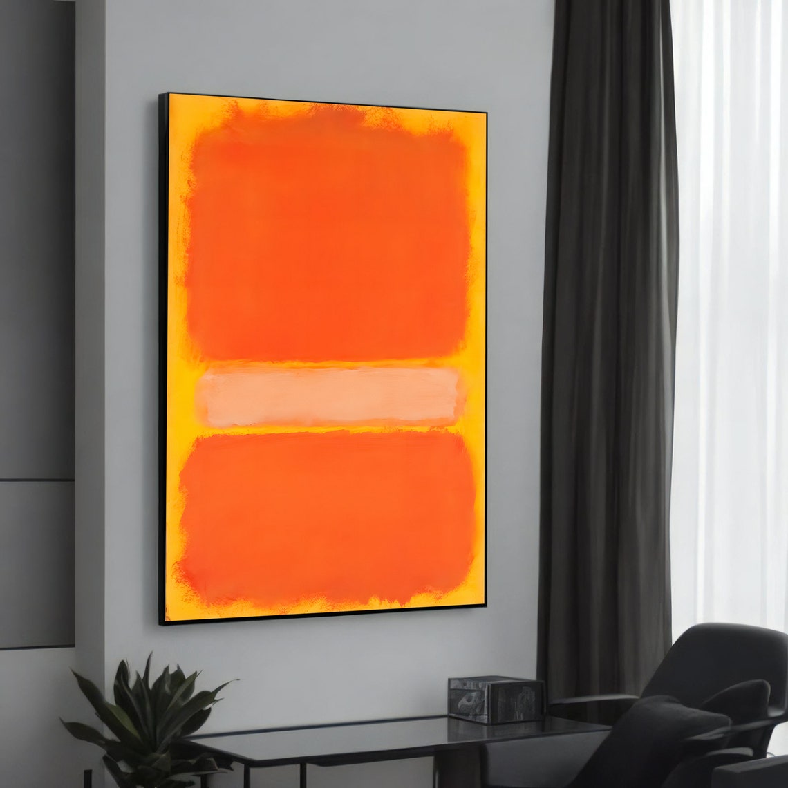 Bright Orange and Yellow Color Field Modern Abstract Canvas Poster