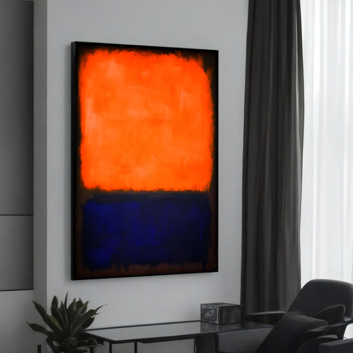 Orange Blue Color Field Abstract Rothko Style Modern Art Poster
