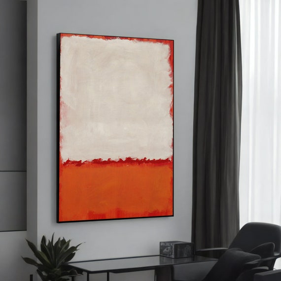 Mark Rothko White And Orange Abstract Canvas Painting Modern Art For Living Room Bright Wall Decor Gift