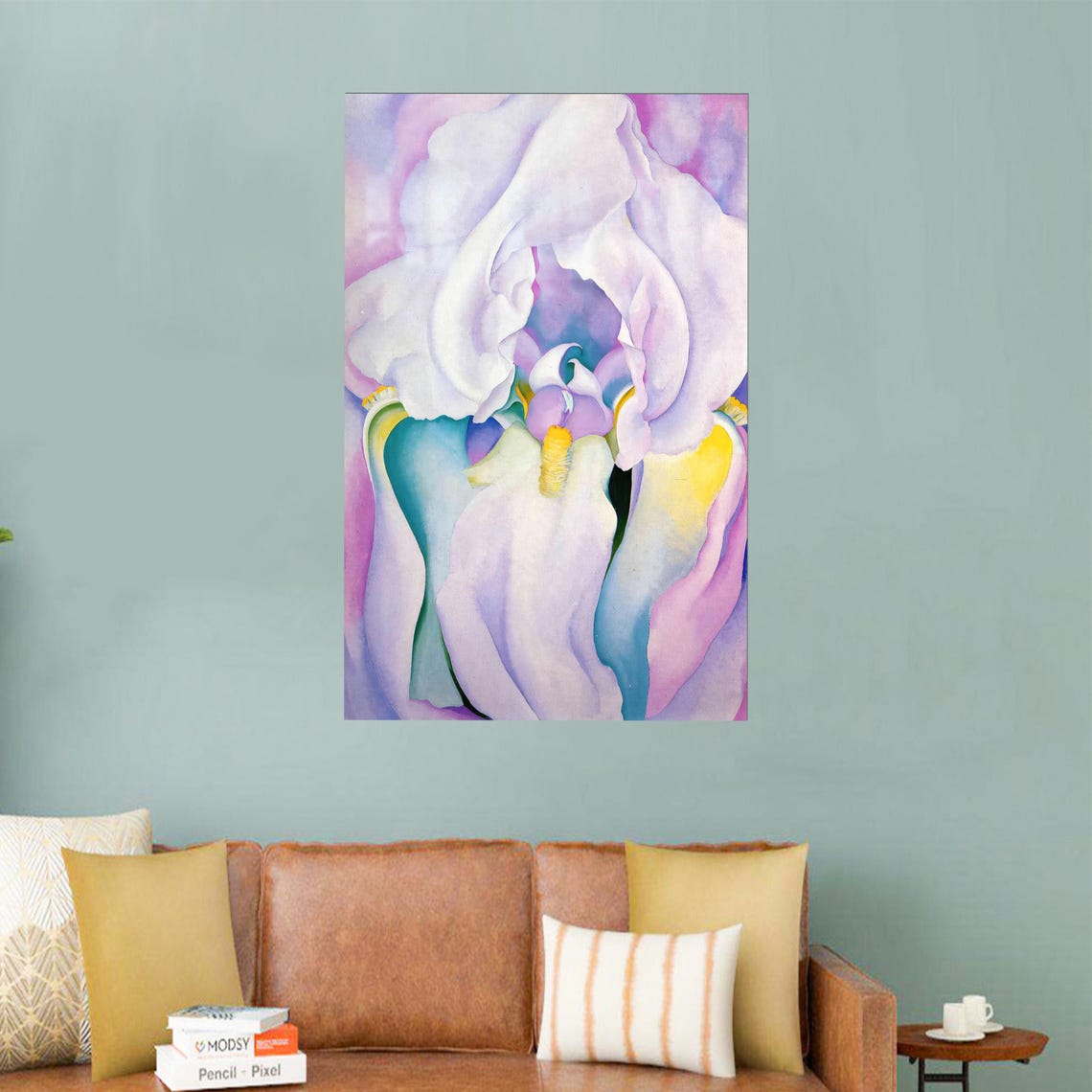 White Iris Flower Close Up O Keeffe Style Botanical Art Poster