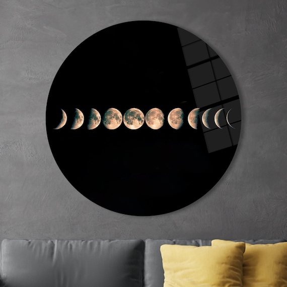 Glass Wall Decor Decoration Tempered Moon Phases Art Lunar Eclipse Landscape