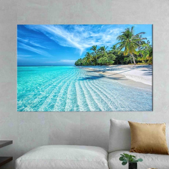 Tropical Beach Crystal Clear Turquoise Water Palms Canvas Print