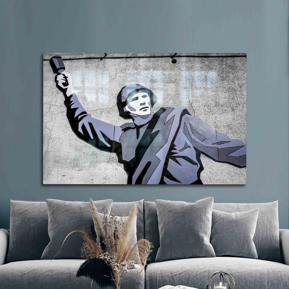 Soldier Graffiti Mural Concrete Wall Urban Bold Street Art Poster