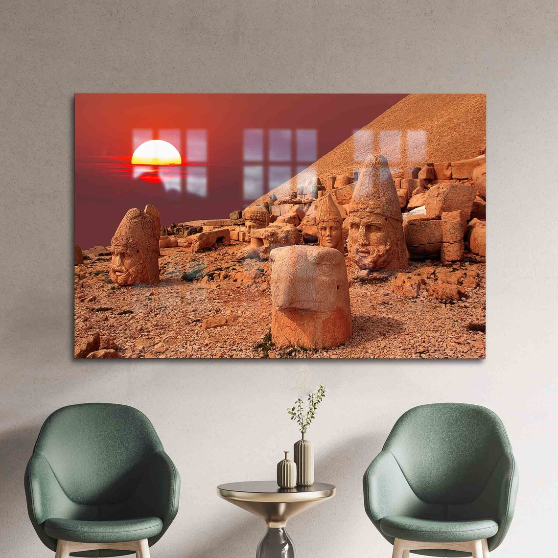 Mount Nemrut Ancient Stone Heads Glowing at Sunset Turkey Photo Poster