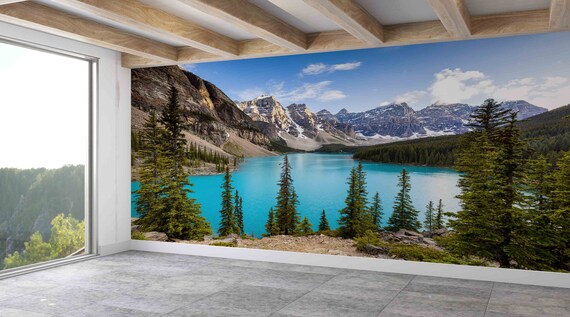 Moraine Lake Banff Turquoise Lake and Snowy Peaks Landscape Poster