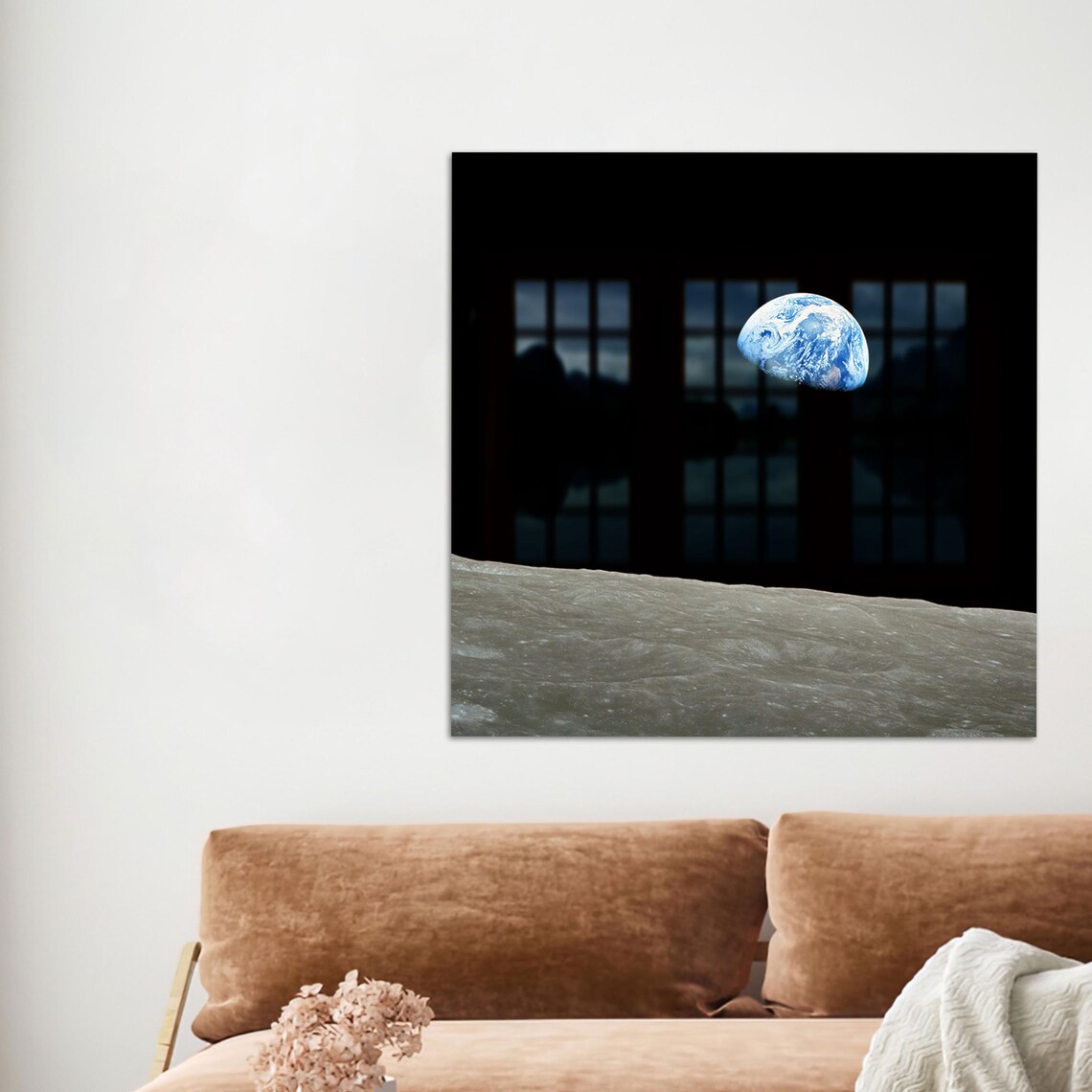 Halloween Decor Space Glass Landscape Nasa Wall Earthrise Art Gift