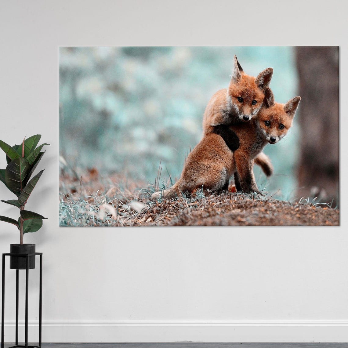Fox Art Canvas Baby Gift Personalized Wall Decoration Lover Animal Decor Cute