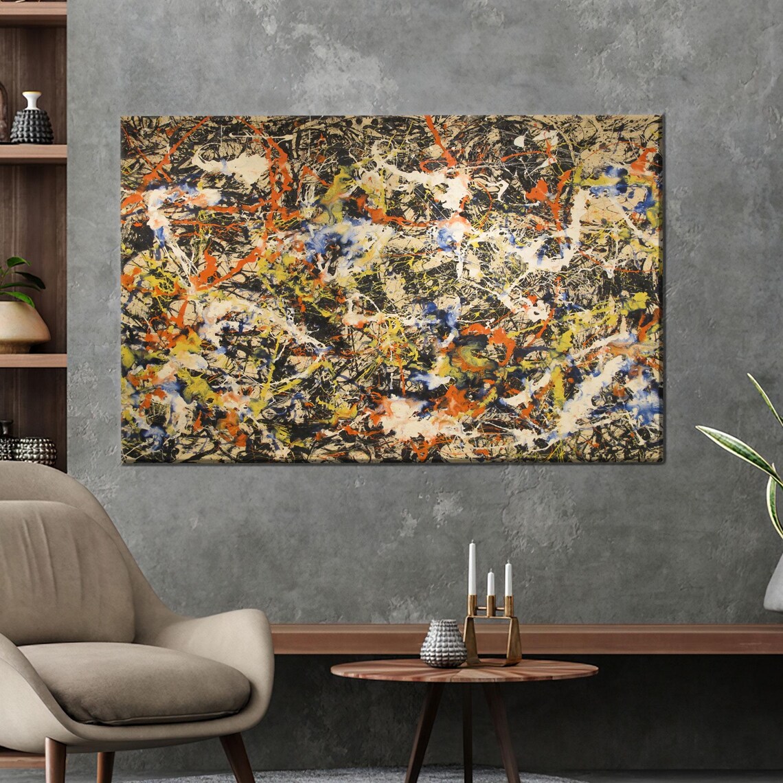 Jackson Pollock Style Colorful Abstract Drip Splatter Painting Poster