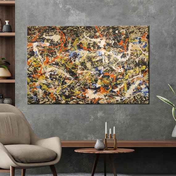 Jackson Pollock Style Canvas Wall Art Colorful Abstract Drip Painting Poster Splatter Texture Print For Modern Or Artistic Decor
