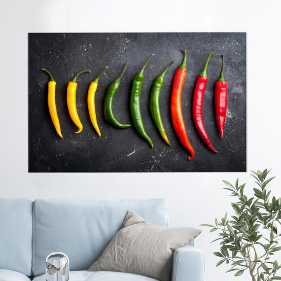 Pepper Printed Modern Canvas Gift Colorful Peppers Poster Kitchen Print Contemporary Art Decor Personalized For Her