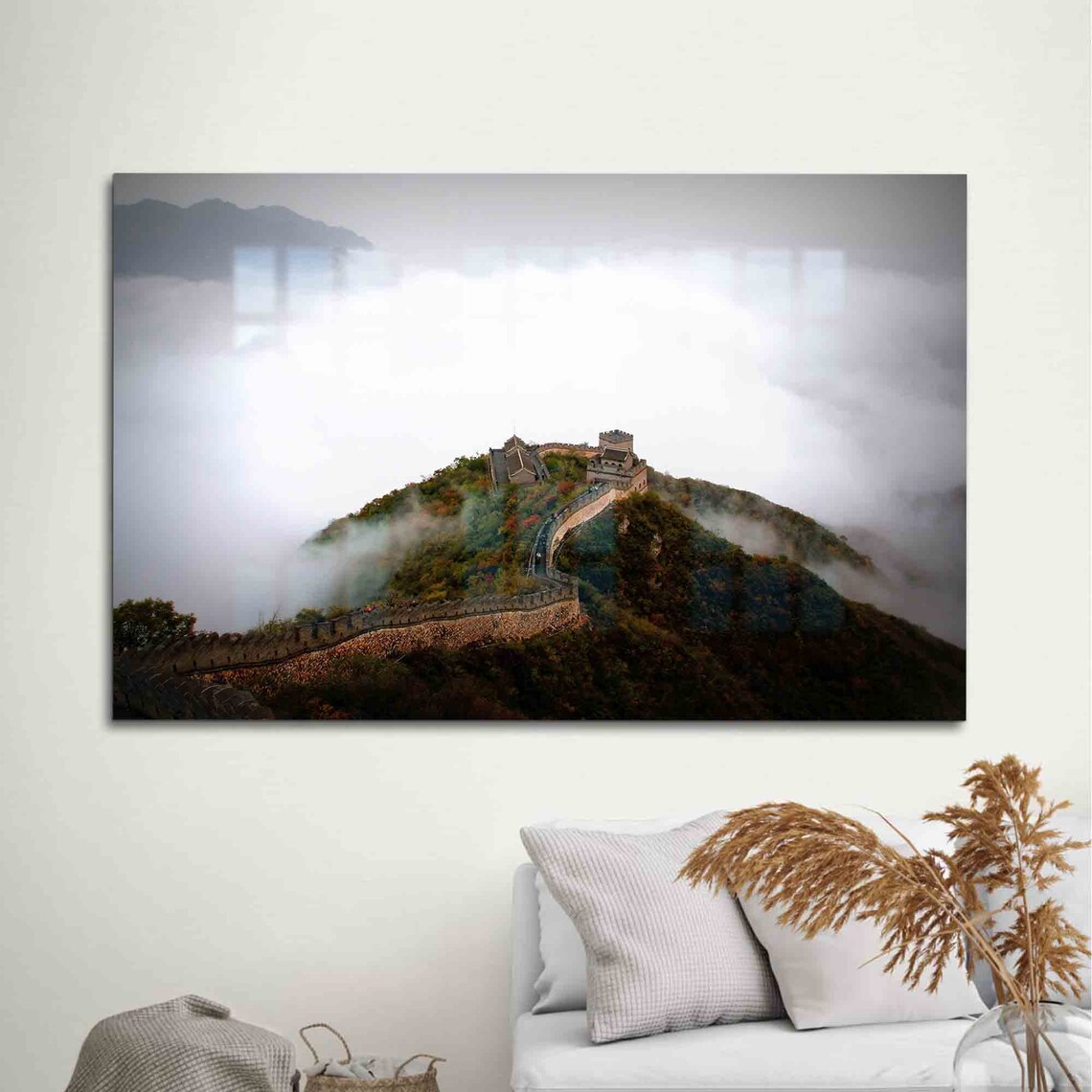 Great Wall of China Misty Mountain Foggy Ridge Landscape Wall Art