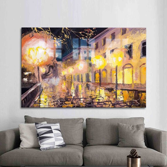 Wall Decor Decoration Glass Art Night In Paris Cityscape Landscape View