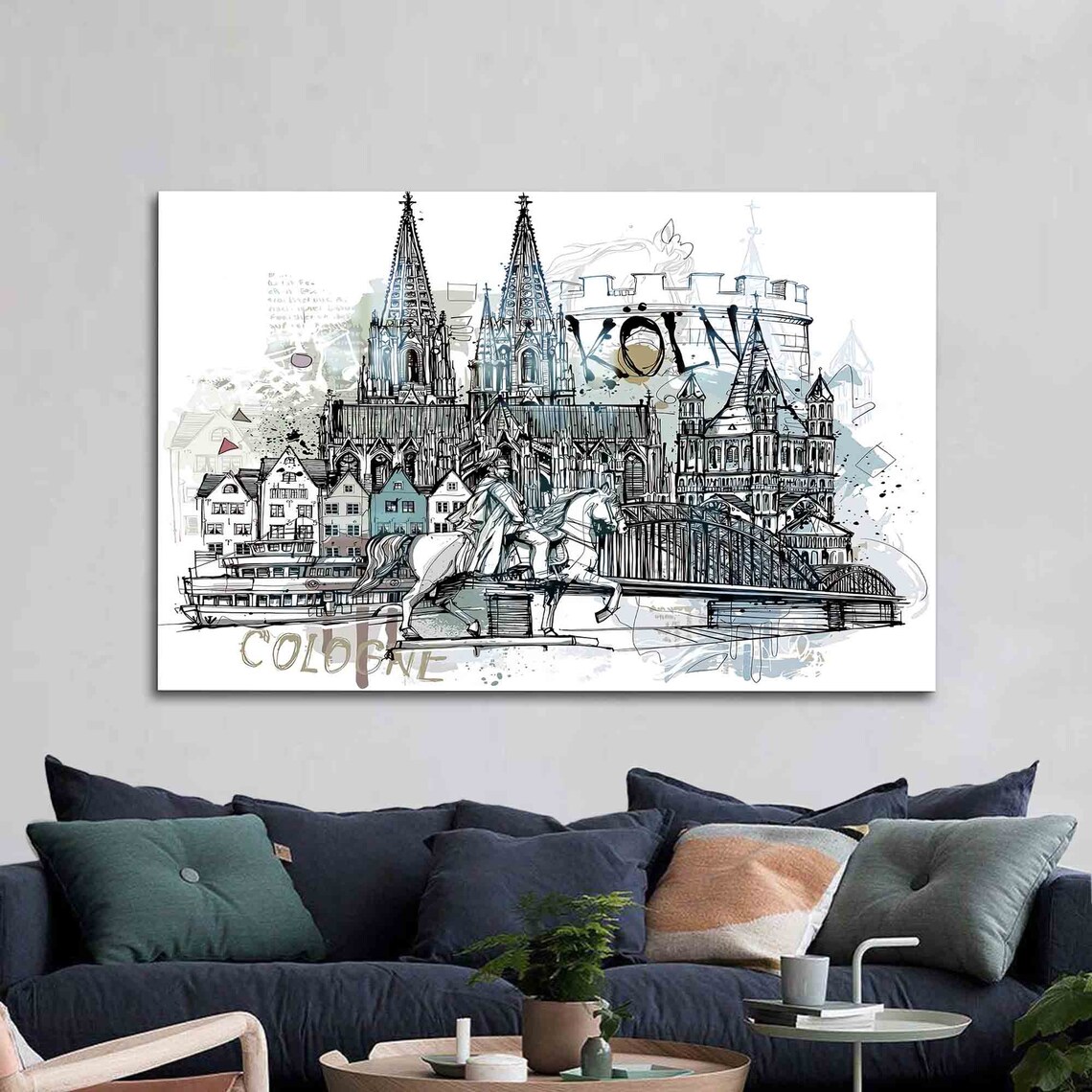 Mural Art Glass Printing View Wall Koln Landscape Tempered City Cityscape Decor