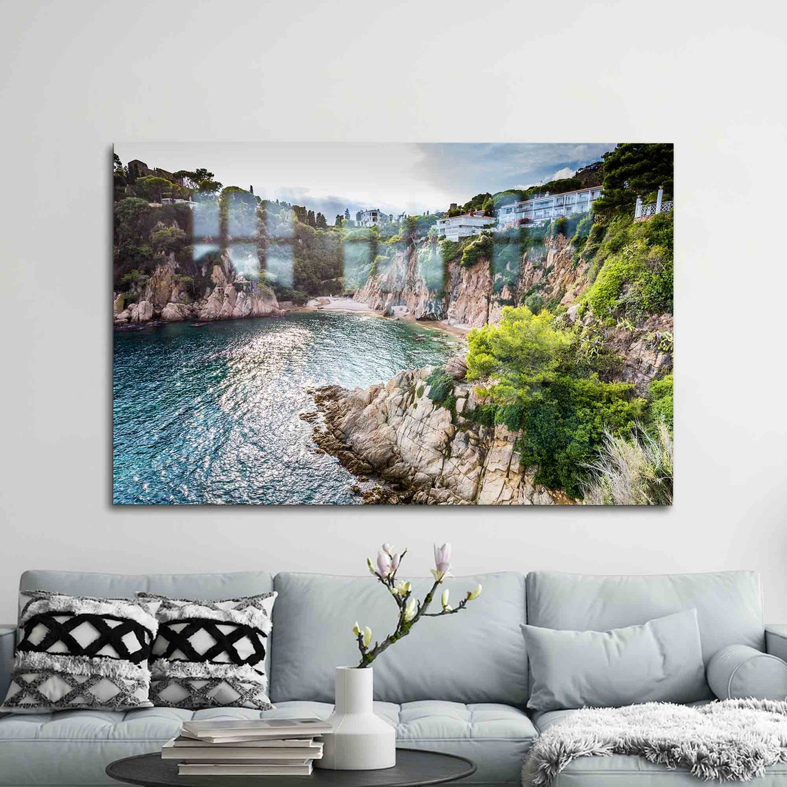 Costa Brava Spain Rocky Cove and Pine Cliffs Seascape Wall Art