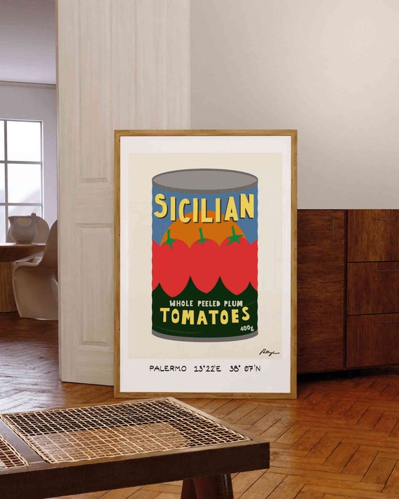 Canned Tomatoes Mid Century Modern Kitchen Art Print