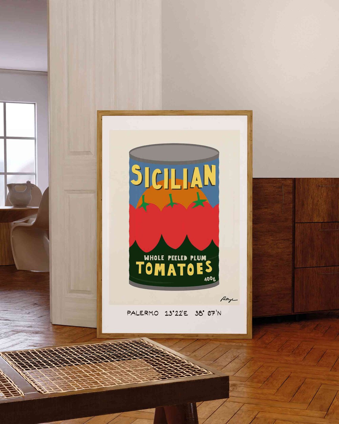 Canned Tomatoes Mid Century Modern Kitchen Art Print