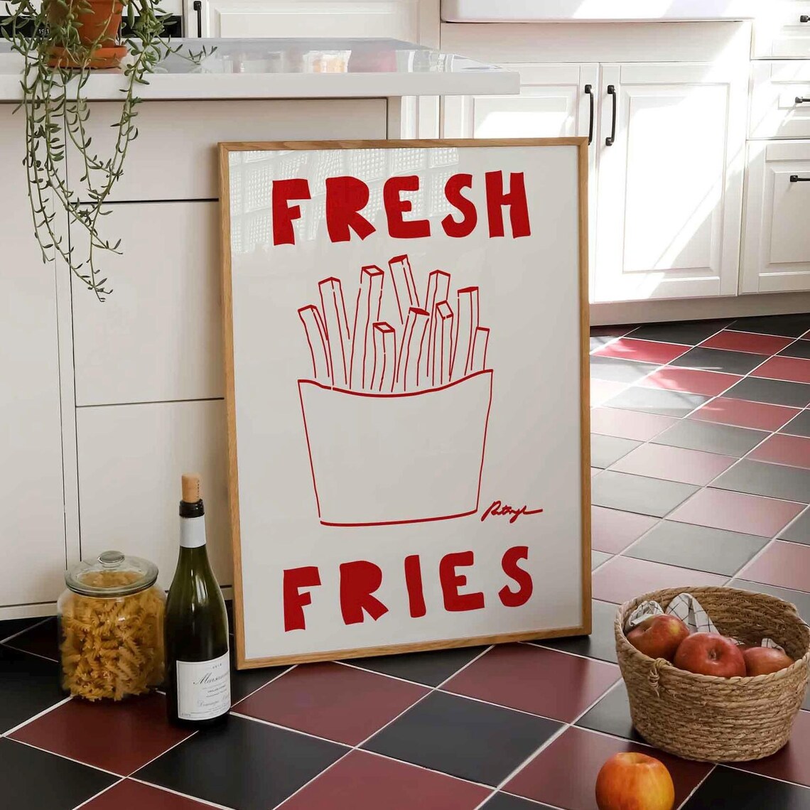 French Fries Sketch Retro Kitchen Art Print