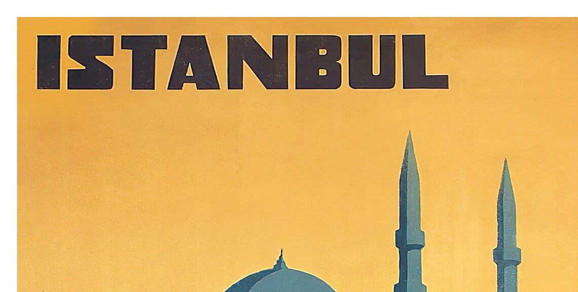 Istanbul Turkish Touring Club Vintage Mosque Golden Horn Art Poster - Image 2