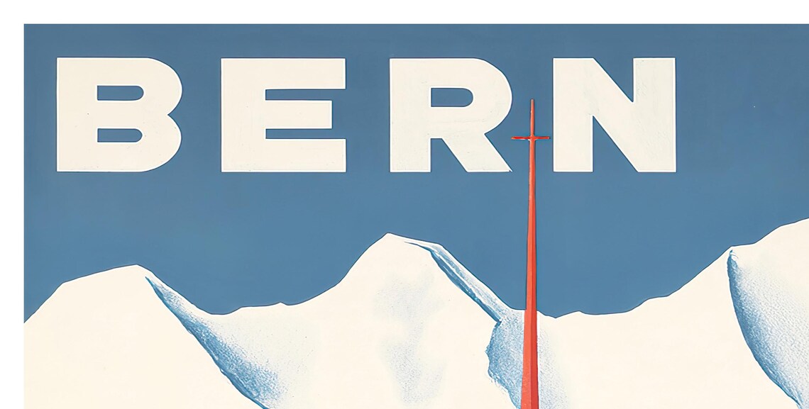 Bern Suisse Switzerland Red Rooftops Alpine Vintage Travel Poster - Image 2