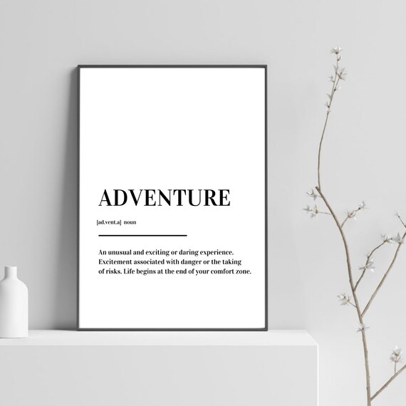 Adventure Comfort Zone Quote Dictionary Definition Minimalist Poster