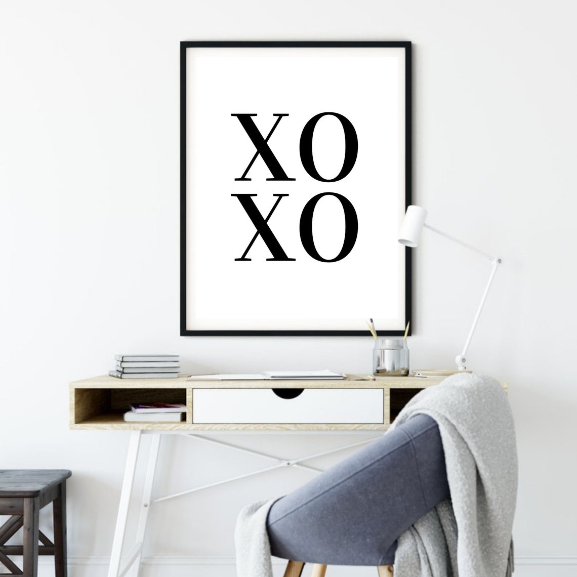 Xoxo Bold Typography Hugs Kisses Minimalist Black White Poster - Image 4