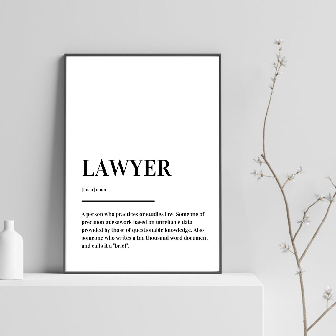 Lawyer Definition Typography Funny Legal Gift Minimalist Poster