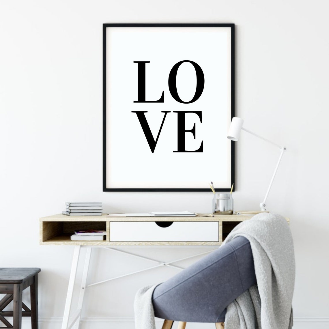 Love Bold Serif Typography Minimalist Black White Modern Poster - Image 4