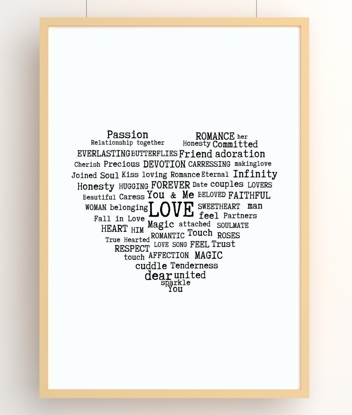 Love Word Cloud Heart Shape With Romantic Words In Red Wall Art - Image 4
