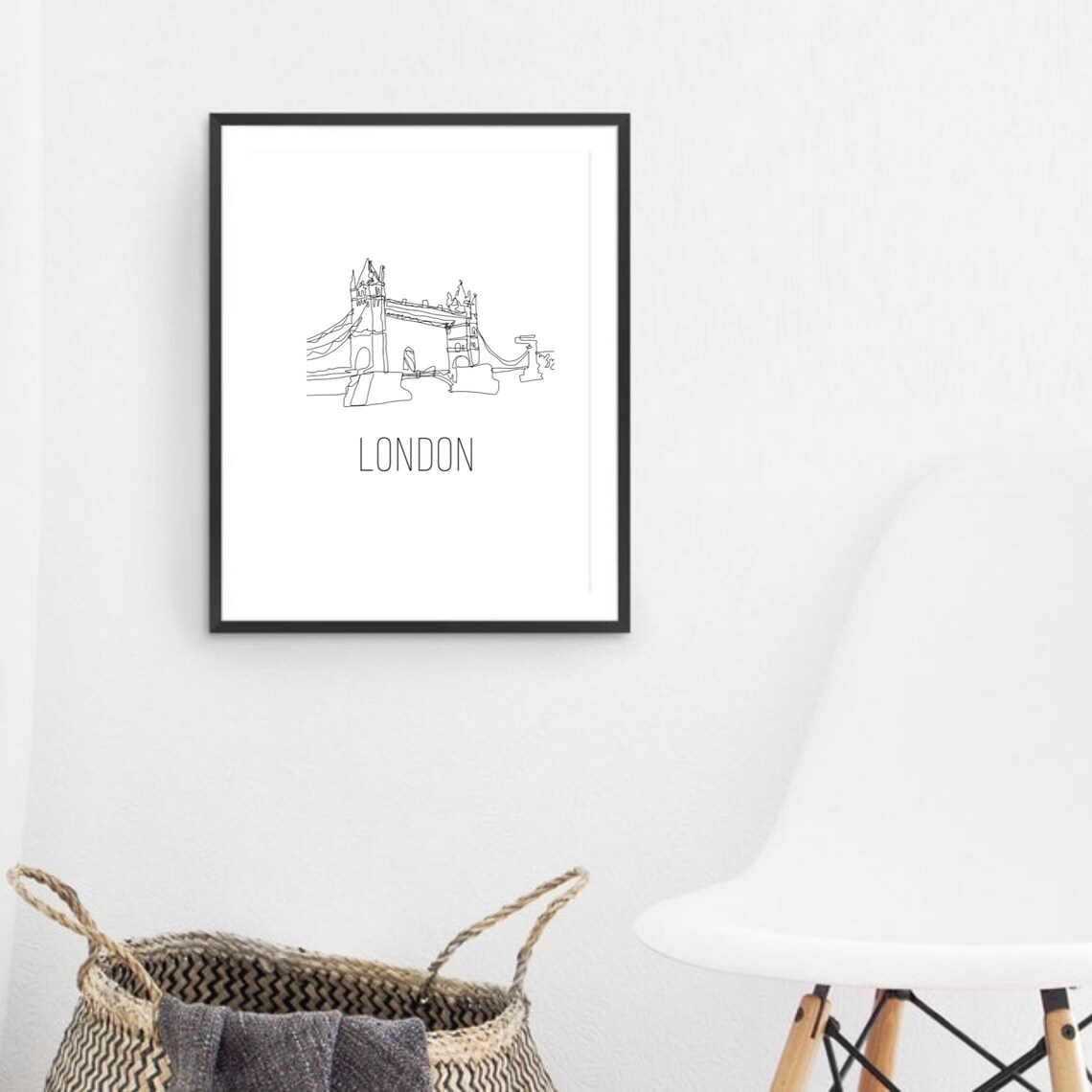 London Tower Bridge Minimalist Line Art England Travel Landmark Poster - Image 3